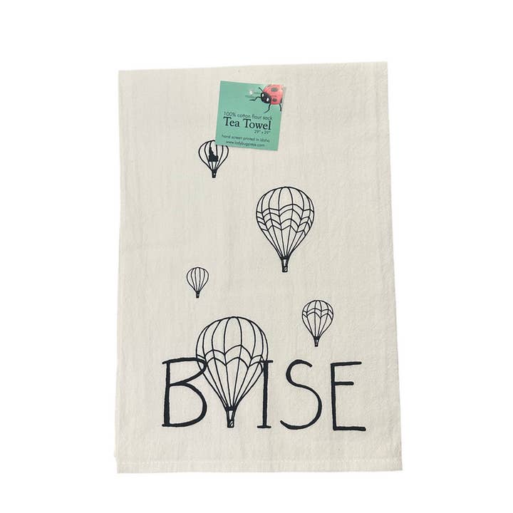 Balloons Over Boise Tea Towel for wholesale by Ladybug Press