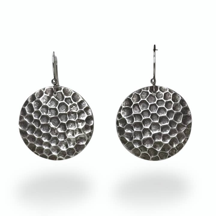 Hive Disc Earrings - Heritage Impression Series for wholesale by Silver Borders