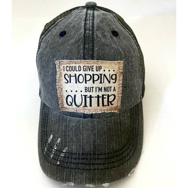 Jana's Flannels - Wholesale Trucker Hat - Women's - "I COULD GIVE UP SHOPPING" DISTRESSED TRUCKER HAT (#125)