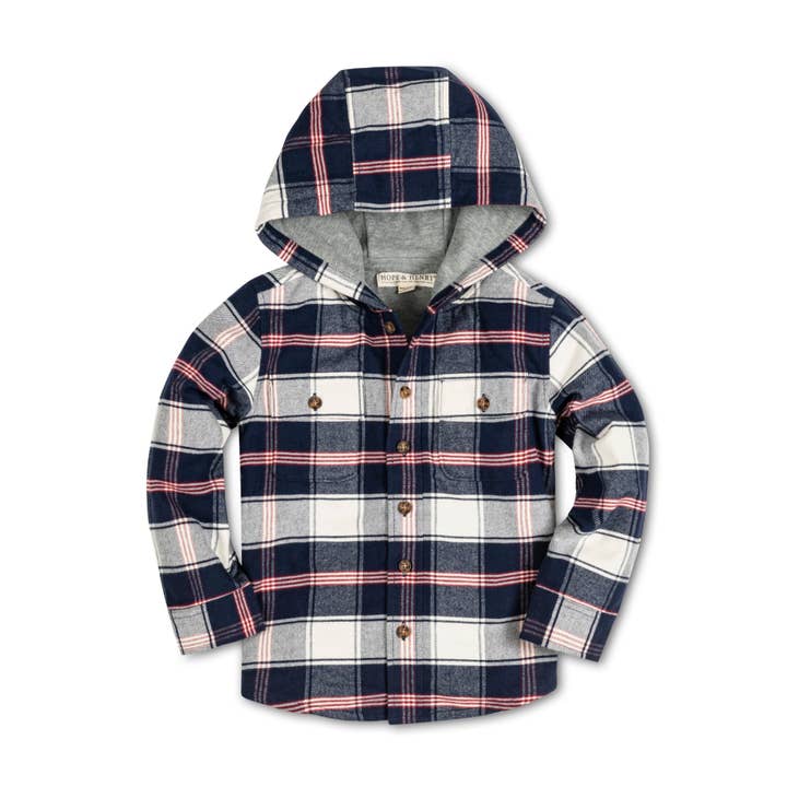 Hooded Flannel Shirt Jacket for wholesale by Hope and Henry