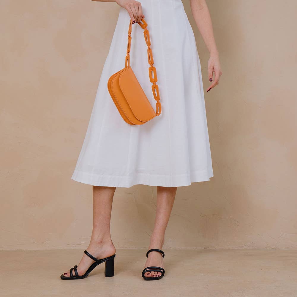Melie Bianco - Vente Sac porté épaule – femme - Sac à bandoulière vegan recyclé Inez Orange7