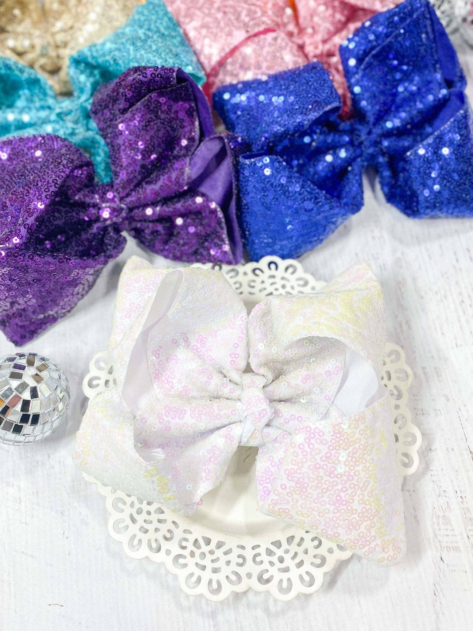 The Hair Bow Company - Wholesale Hair Bow - Kids - Sequin Texas Size Hair Bows - Alligator Clip - 6.5"14