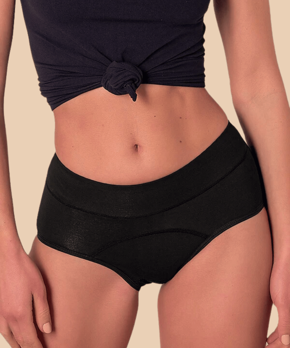 Negro 2 bragas menstruales de algodón Absorbentes para no usar salvaslips Indy de venta al por mayor en Faire1
