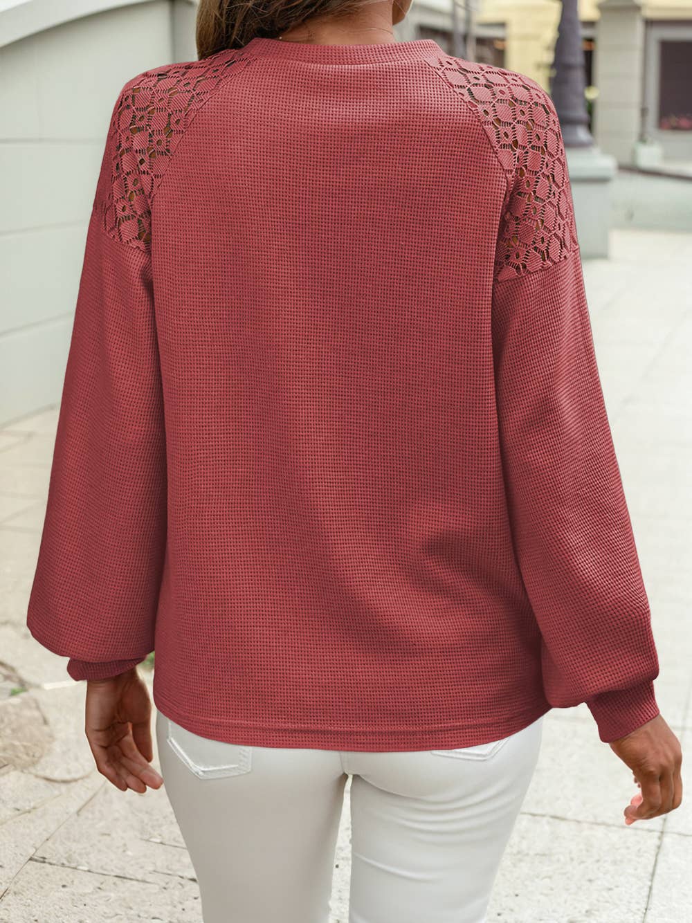 1 the Woman - Wholesale Knit Top - Women's - Lace Long Sleeve Textured Pullover 3