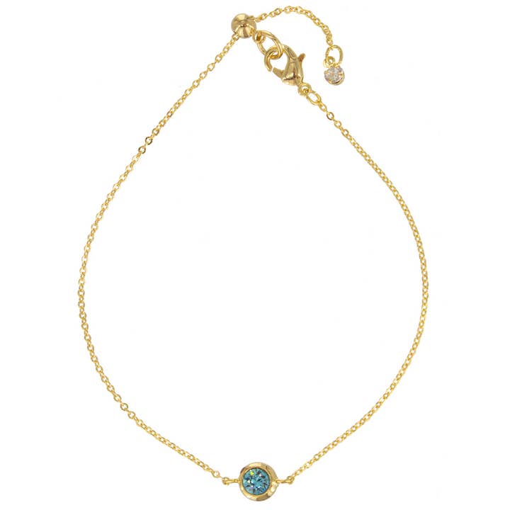 Suzie Q USA - Wholesale Charm/Dangle Bracelet - Adjustable Round Swarovski Brass Gold Dipped Bracelet
