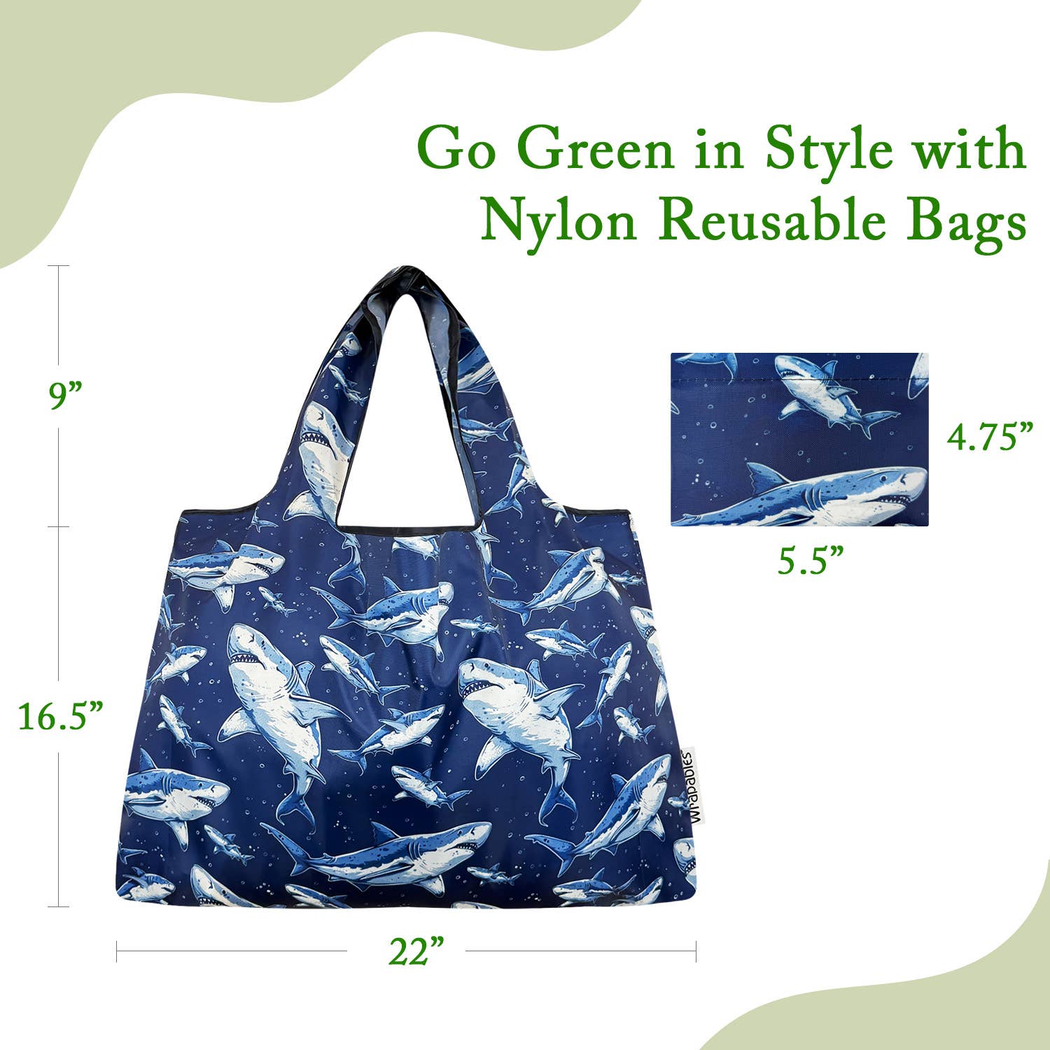 Wrapables.com - Vente Sacs de course/à provisions - Sac de courses réutilisable en nylon grand format Wrapables26