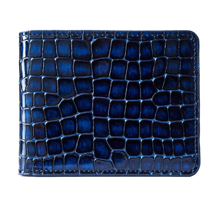 GT collection Jewelry - Wholesale Wallet - Men's - Men's Croc-Print Wallet - Blue Genuine Leather