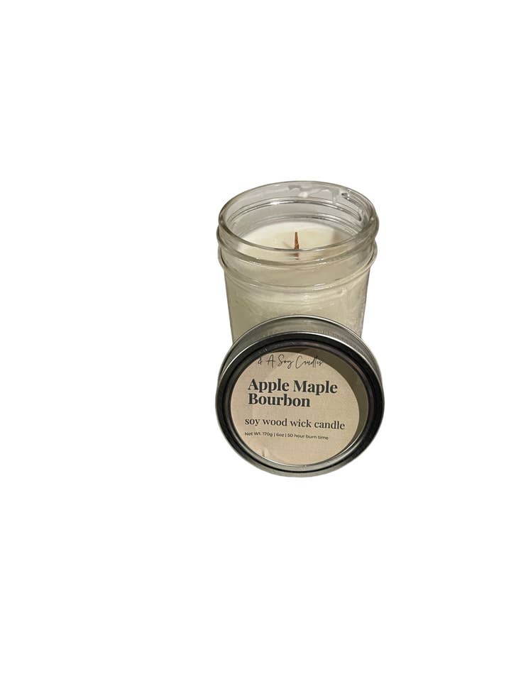 Apple Maple & Bourbon Vegan, Soy & Wood-Wick Candle - 6 Oz for wholesale by C & A Soy Candles, LLC