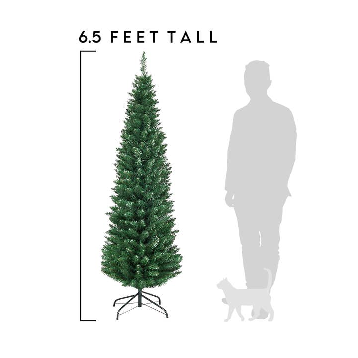 Perfect Holiday - Wholesale Artificial Christmas Tree - 6.5ft Pencil Christmas Tree Slim Artificial Linden Spruce0