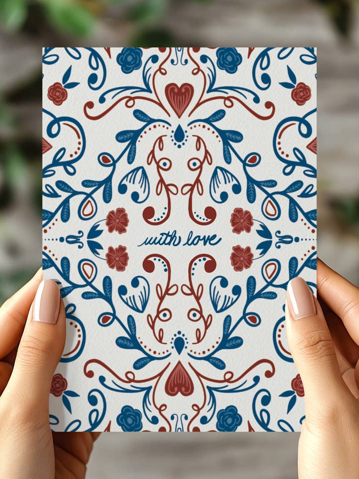 With Love, All Occasion Card, Scandinavian Card for wholesale by Beth Ann Erickson Designs