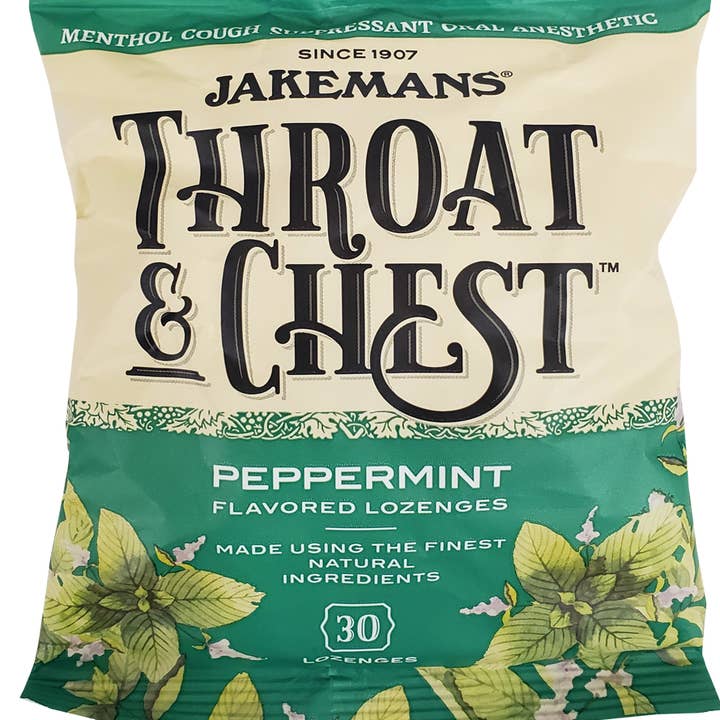 Sac de pastilles à la menthe poivrée Jakemans Throat & Chest - 30 Ct pour la vente par BT Remedies