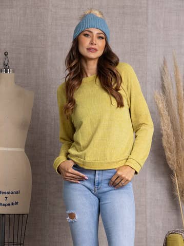 MUSTARD KNITTED LONG SLEEVE TOP TY10845 for wholesale by Stylish Wholesale