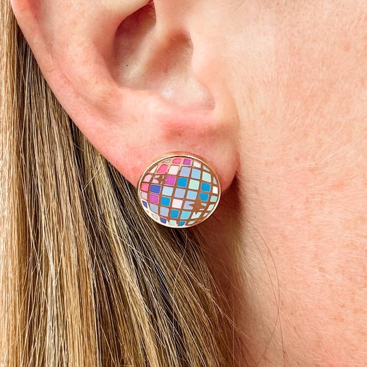 Disco Ball Earrings - 22k Gold Plated Studs - Swiftie, Gift for wholesale by Moonlight Makers