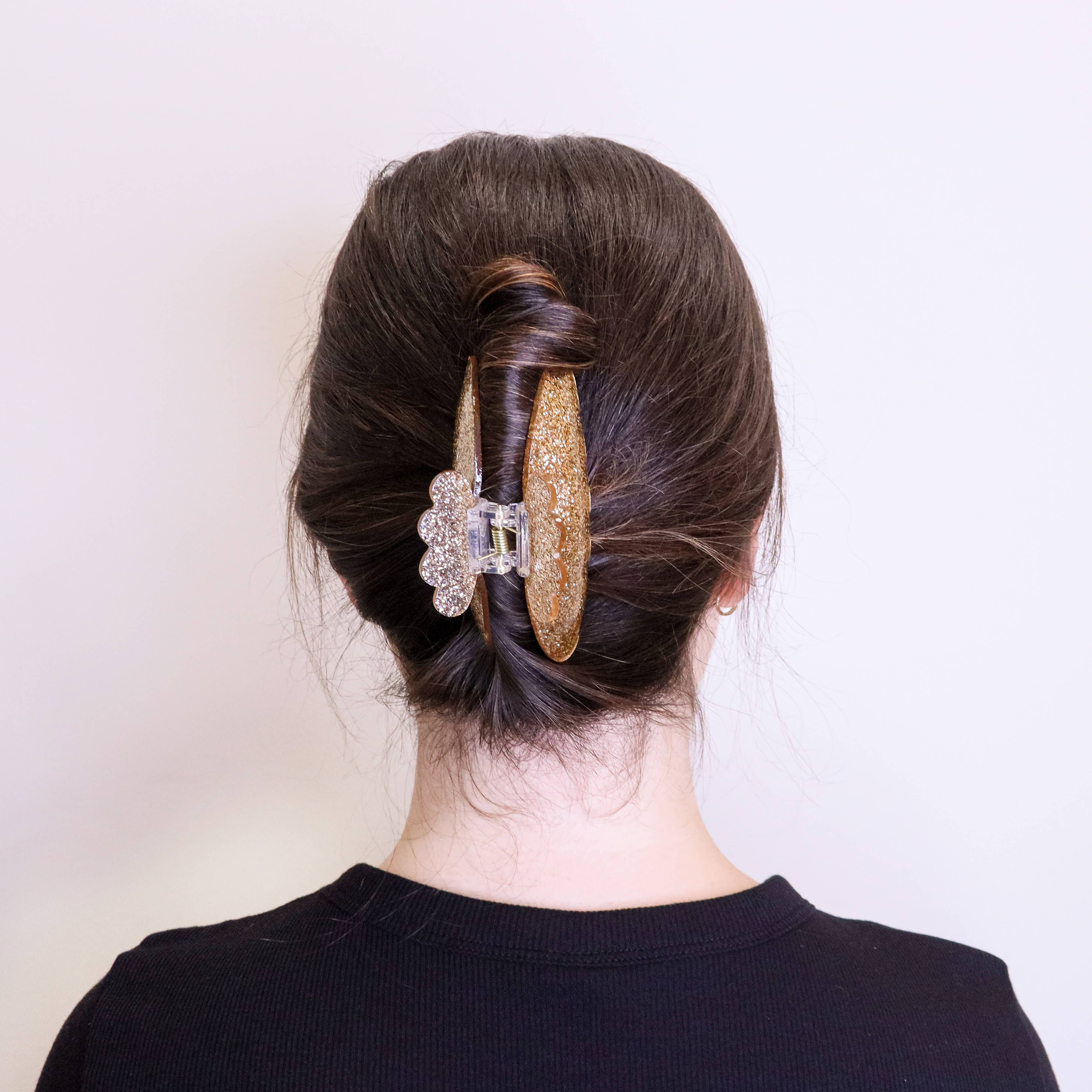 Frog Sac - Wholesale Hair Clip - Women's - Medium Round Glitter Hair Claw Clip2