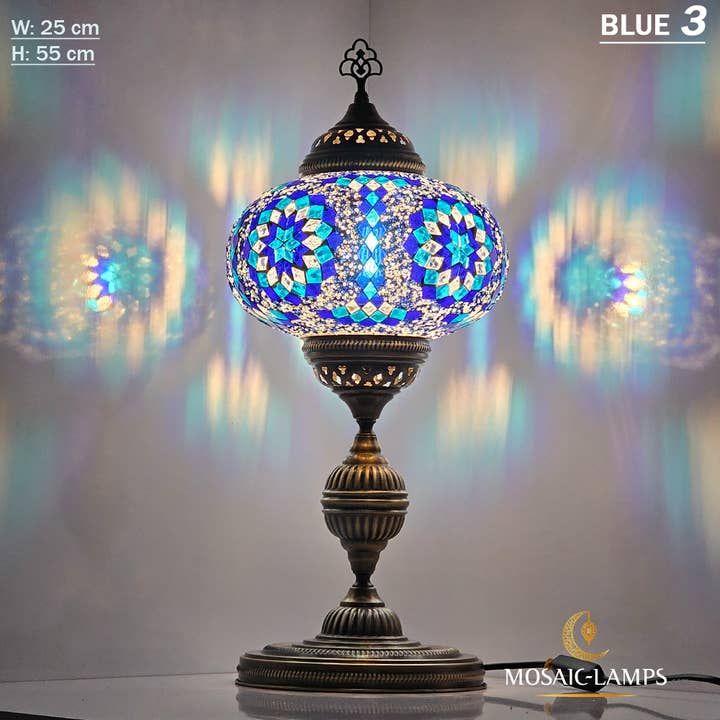 Mosaic Lamps - Wholesale Accent/Desk Lamp - 10+ Colors - Turkish Mosaic X Large Globe Table Lamp, Marrak