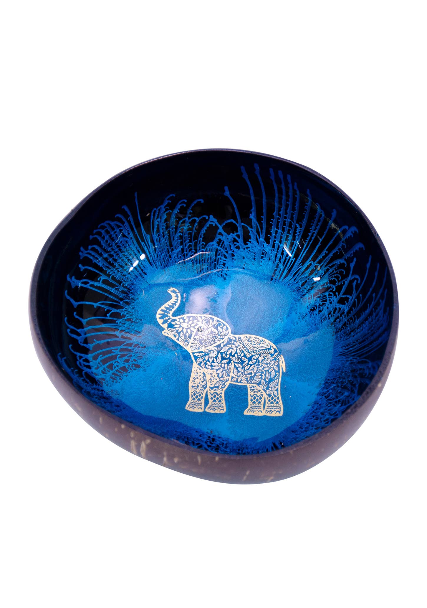 Namaste – wholesale Skål – Kokosskål Guld Elephant Design1