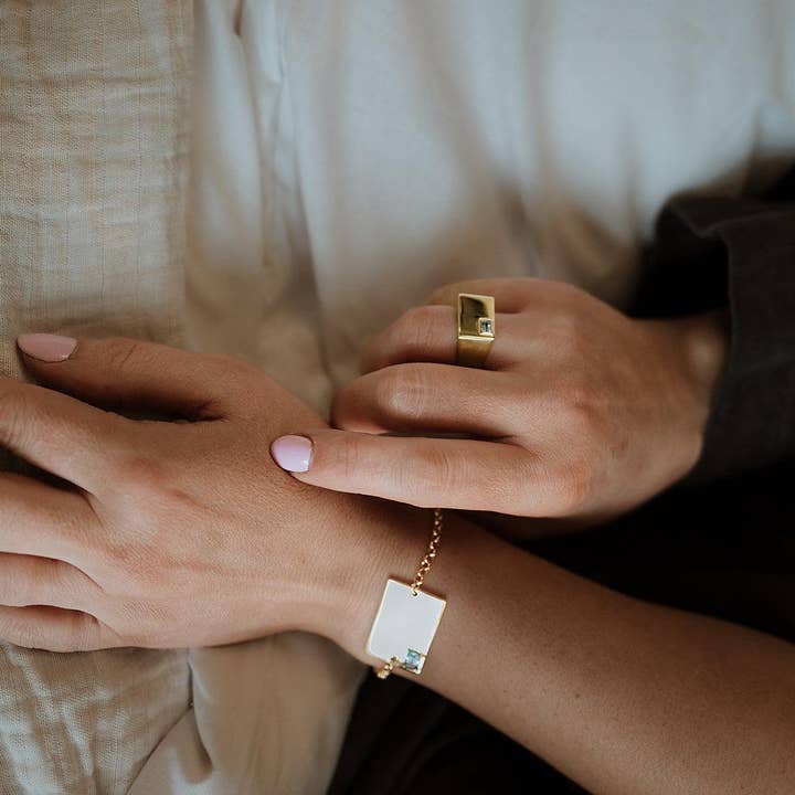 Gemstone Rectangle Birthstone Bracelet for wholesale by Anna Lou of London