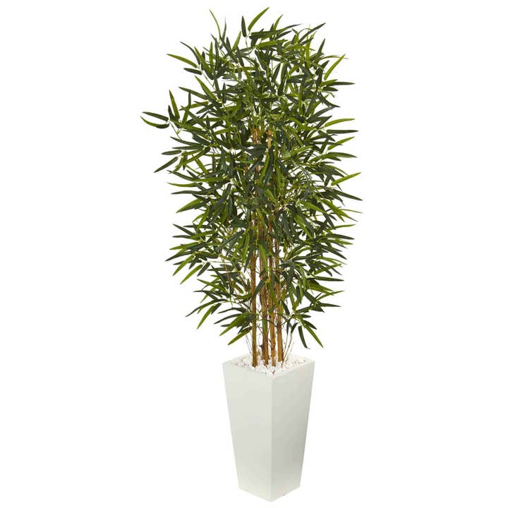 5.5' Bamboo Artificial Tree in White Tower Planter for wholesale by Silk Flower Depot