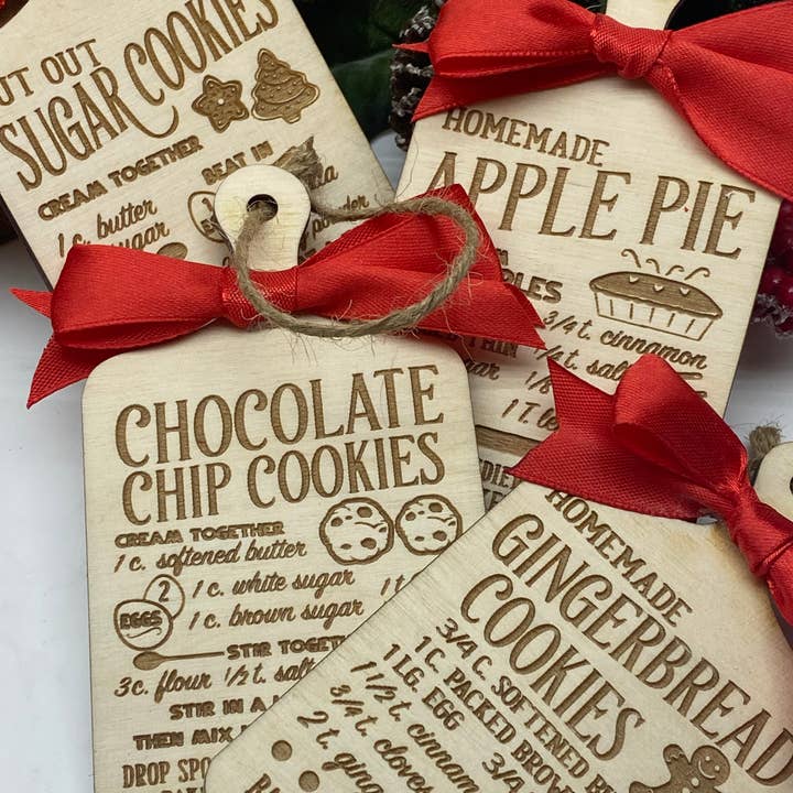 The Wooden Gift Co - Wholesale Ornament - American Style Recipe Board Tree Ornament - Chocolate Chip6