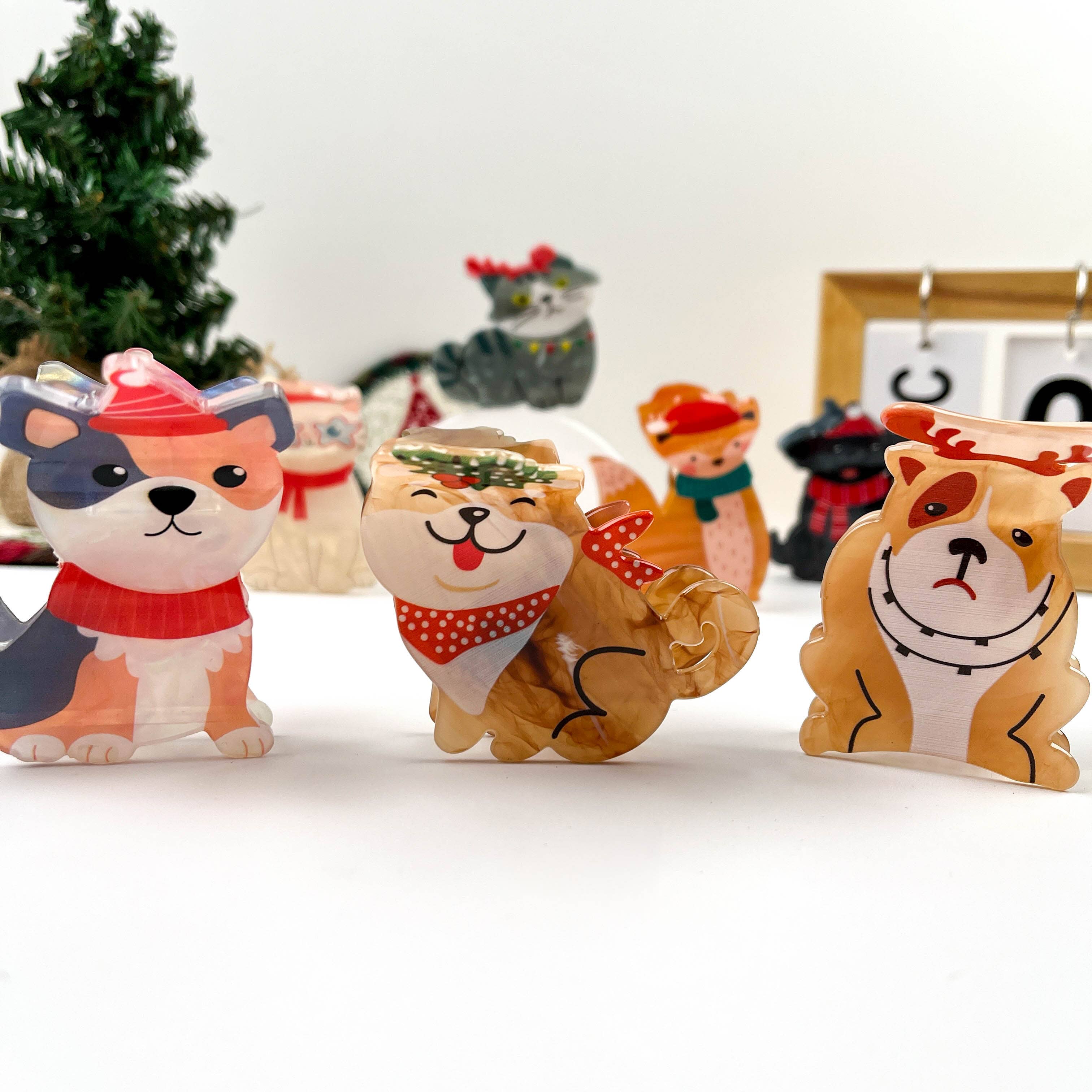 mildstyles - Wholesale Hair Clip - Women's - Winter Scarf Animal Acrylic Printed Christmas Hair Claw Clip8