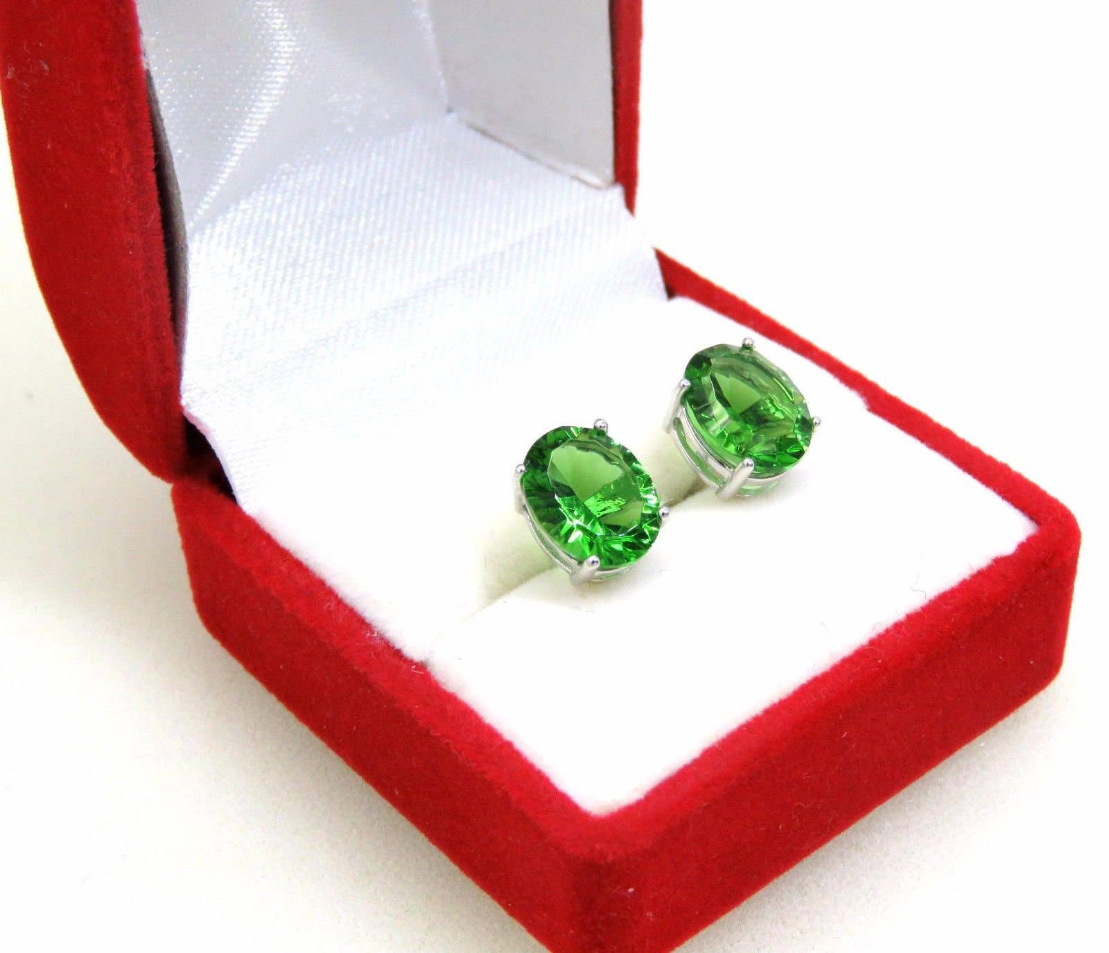 Twan Kee Jewelry - Wholesale Stud/Post Earrings - Classic Green Oval-Cut Helenite Stud Earrings3