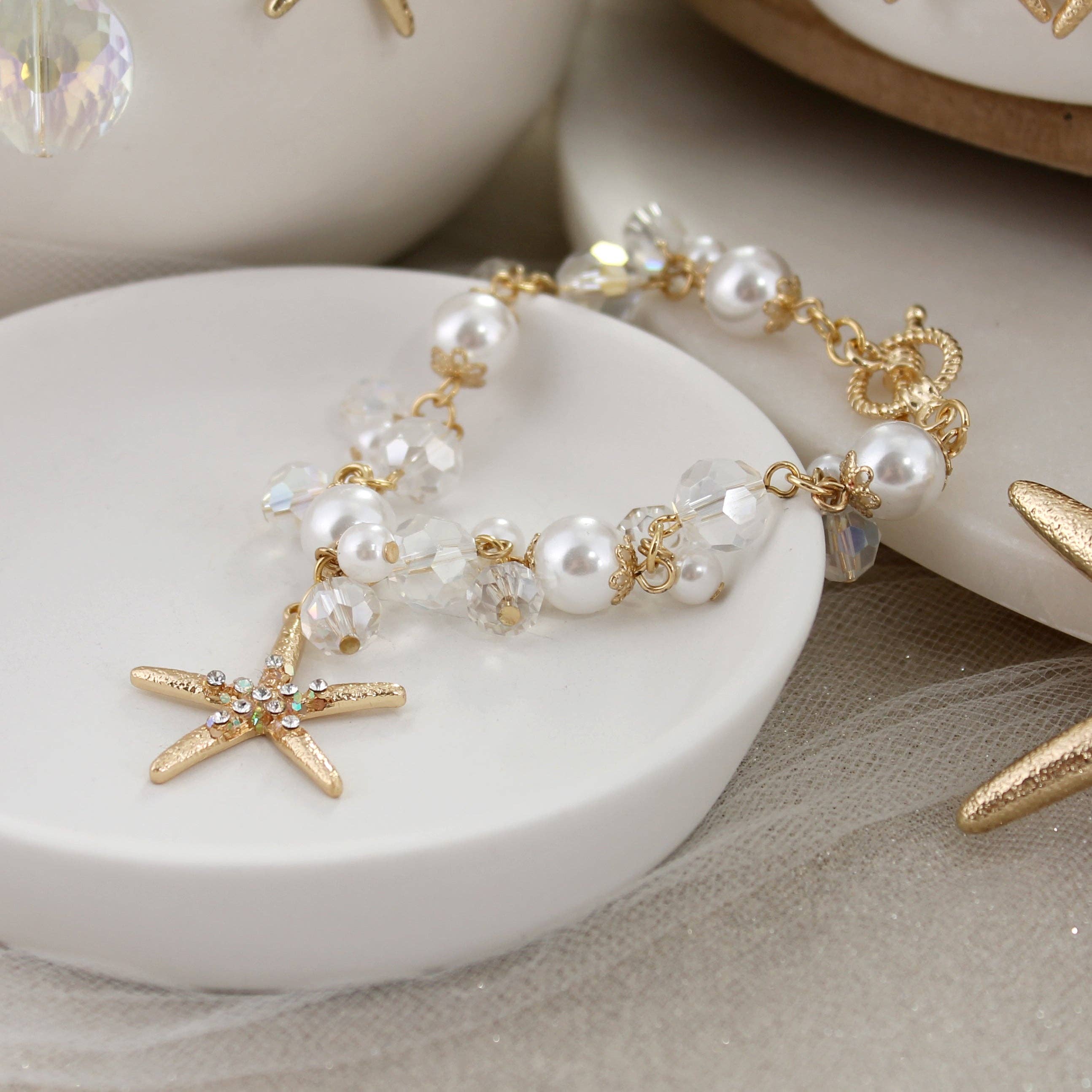 Seasons Jewelry - Wholesale Charm/Dangle Bracelet - Gold Starfish Toggle Clasp Bracelet1