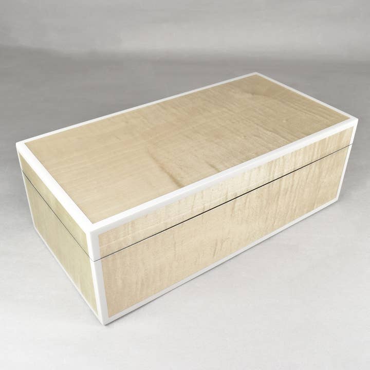 Pacific Connections - Wholesale Decorative Box - Sycamore Wood with Silver Dollar Trim - PL-105SSDT