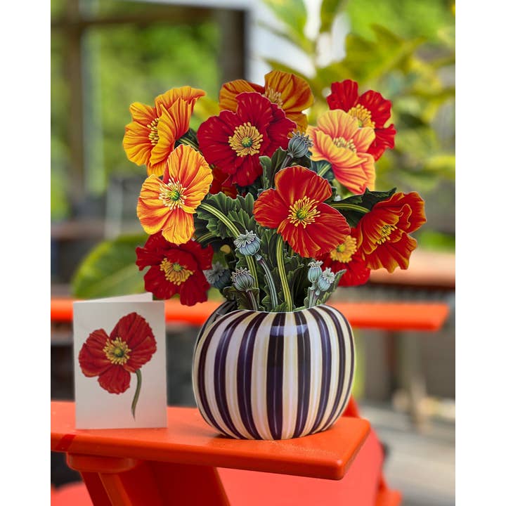FreshCut Paper LLC - Wholesale Everyday Greeting Card - French Poppies (8 Pop-up Greeting Cards)3