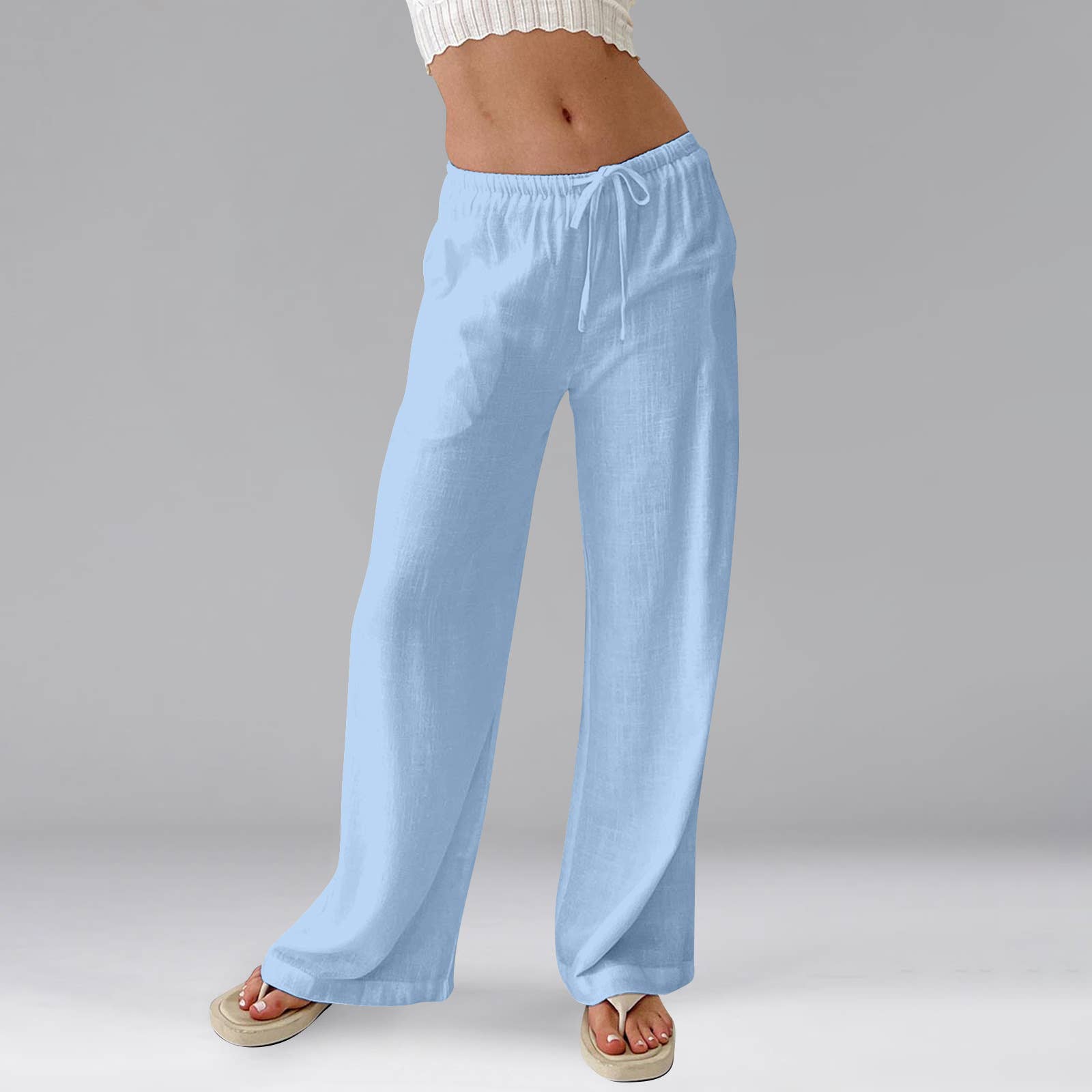 HIDDENBRAND - Wholesale Pants - Women's - Leisure solid summer wide-leg pants1