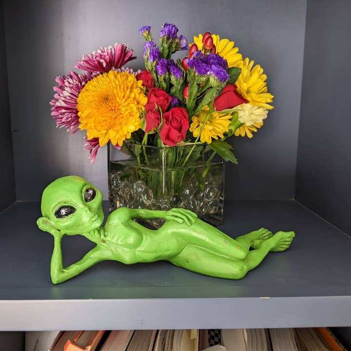 John Bernard & Company - Wholesale Outdoor Ornament/Decor - Alien Invasion Sexy 10” long Lying Female Alien Statue 6