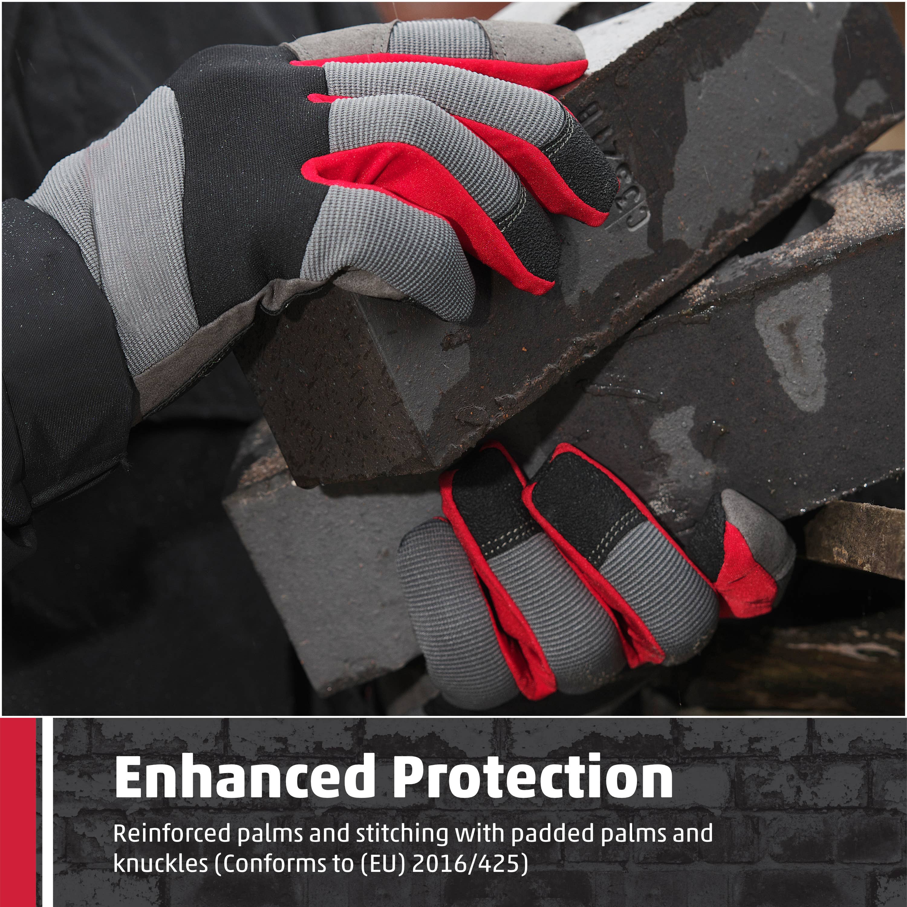 TuffStuff Workwear - Vente Gants – homme - Gants de travail TuffStuff Pro avec paumes rembourrées, noirs et rouges2