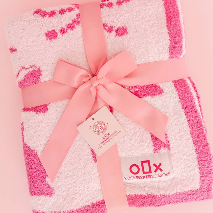 Rock Paper Scissors - Venta al por mayor Mantas de sofá - Envuelta en Lazos - Manta de Lujo Acolchada y Acogedora con Lazo Rosa3