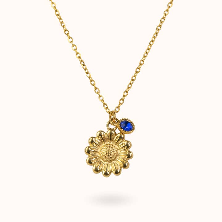 Blumen-Geburtsstein-Halskette Gold für den Großhandel von Blue Buddha Jewelry