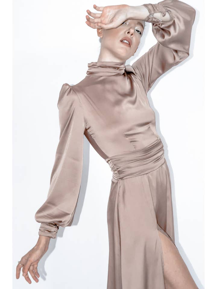 Cream Brown The Maiara Dress for wholesale on Faire3