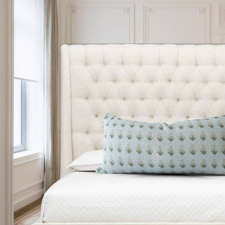 Tajik Home LLC - Wholesale Throw Pillow Cover - Arabella Sky Blue Lumbar Pillow Cover - Decorative Pillow