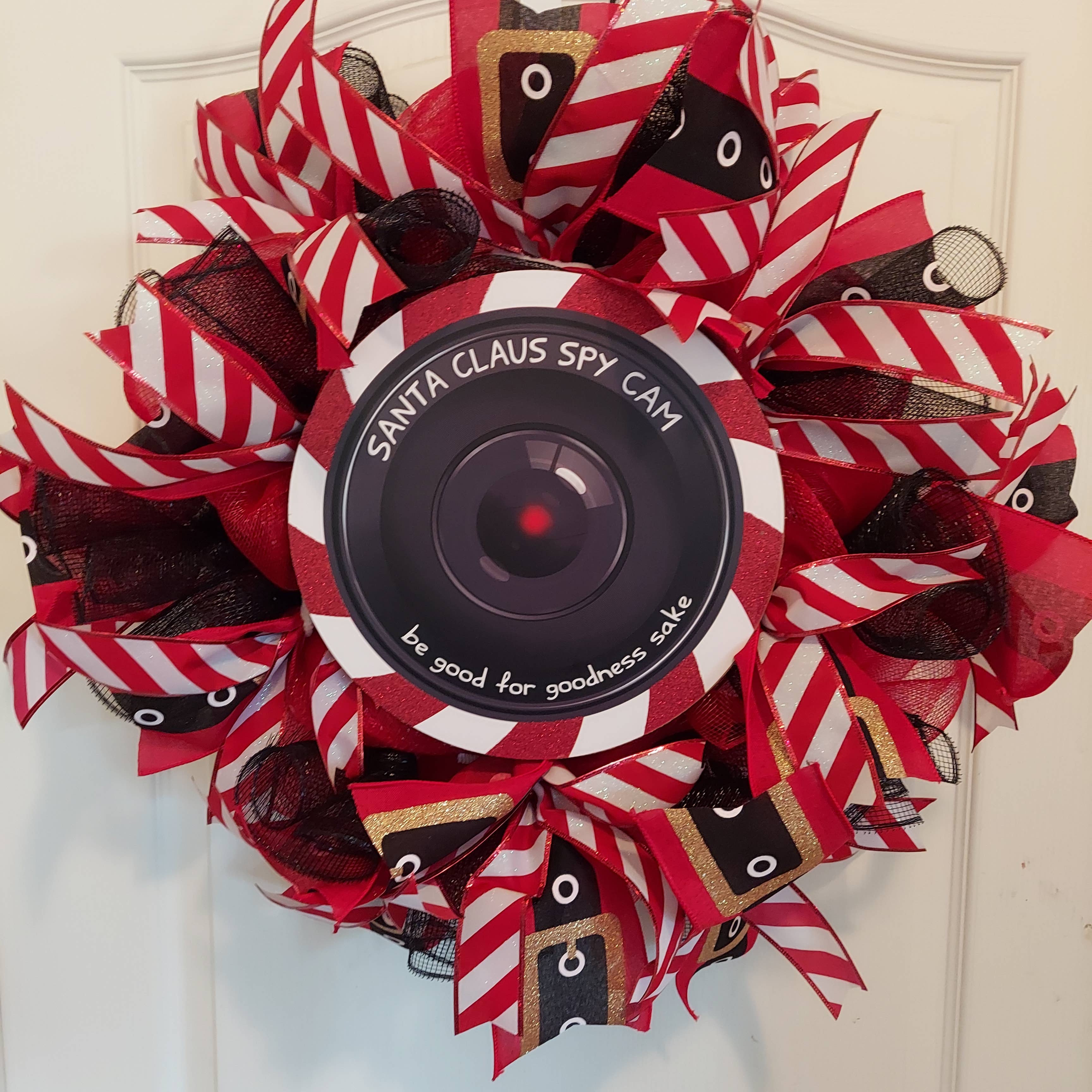 An Array of Wreaths, LLC - Wholesale Wreath - Santa Claus Spy Cam Deco Mesh Wreath0