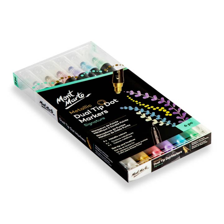 Mont Marte Usa, Inc. - Wholesale Marker - Metallic Dual Tip Dot Markers Signature 6pc1