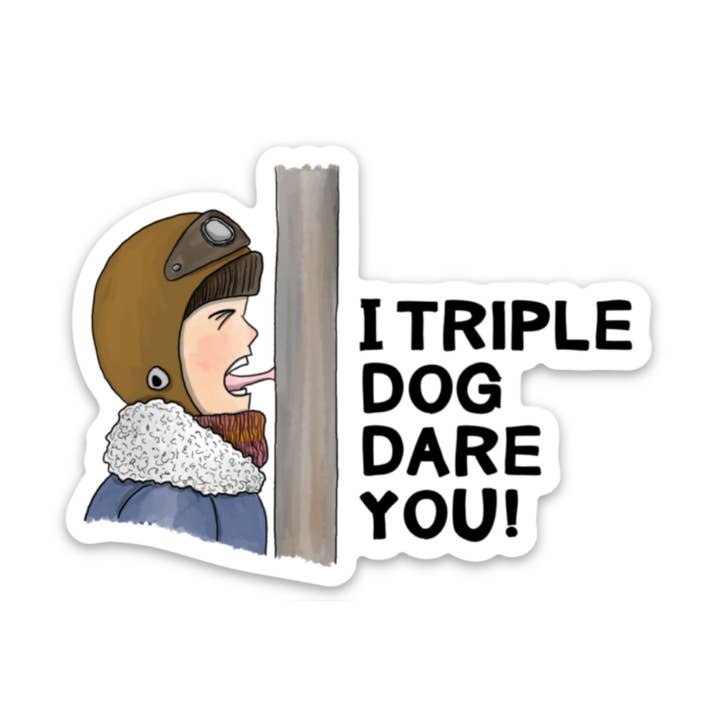 Ik daag je uit met een drievoudige hond - Sticker voor wholesale door Kevin & Kaia
