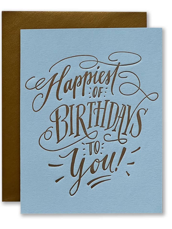 Happiest of Birthdays Card for wholesale by Ladyfingers Letterpress