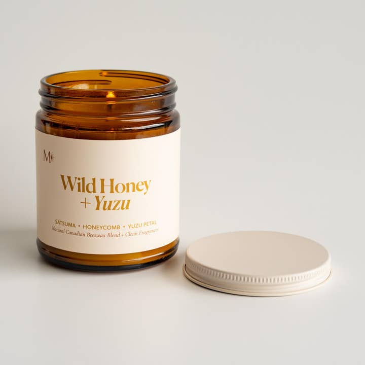 Miel Sauvage + Yuzu | Bougie en Cire d'Abeille Canadienne pour la vente par Misiyo Candle Co
