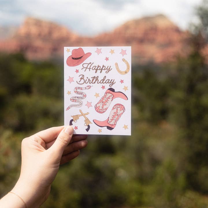 Illustrating Amy - Vente Cartes d'anniversaire - Carte Happy Birthday Cowgirl4