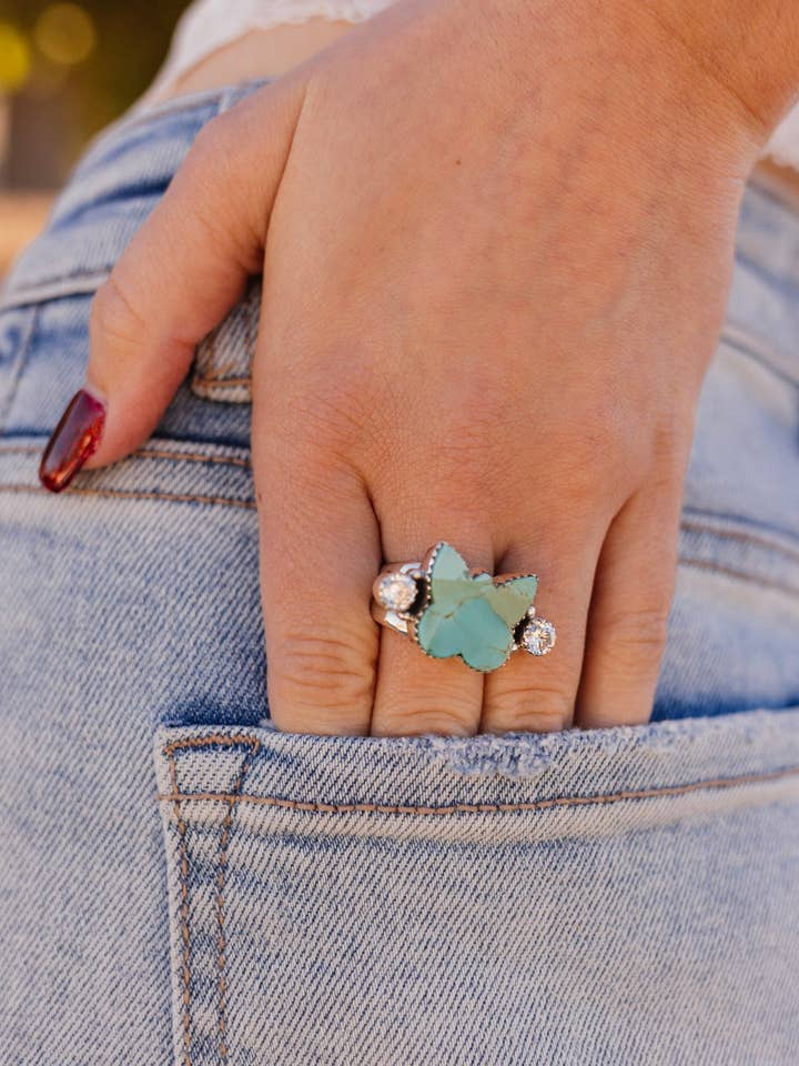 Papillon dans la nature CZ Bagues pour la vente par Krush Kandy