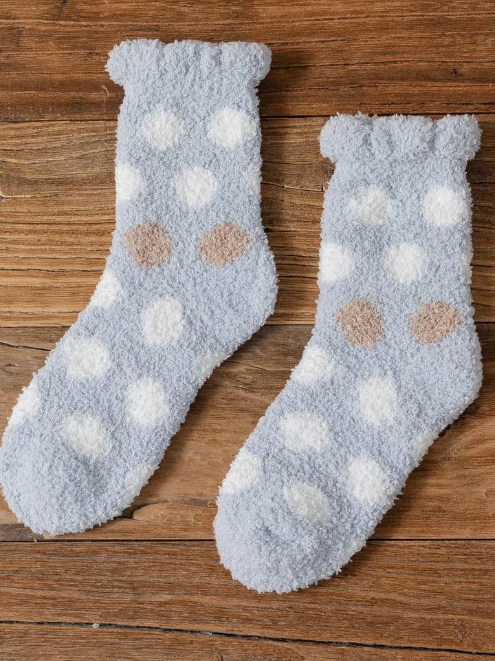 Marc JoJo - Wholesale Socks - Women's - Fuzzy House Socks with Polka Dots5