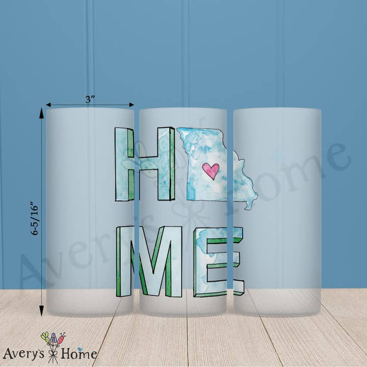 HOME in Missouri 16oz Frosted Glass – Arches & Ozarks for wholesale by Avery's Home