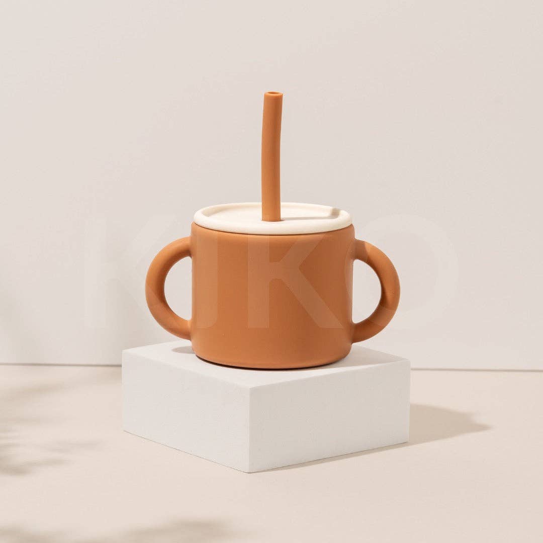 KIKO The Label - Venta al por mayor Vaso/copa - Niños y bebés - Vaso de silicona con tapa y pajita en color canela