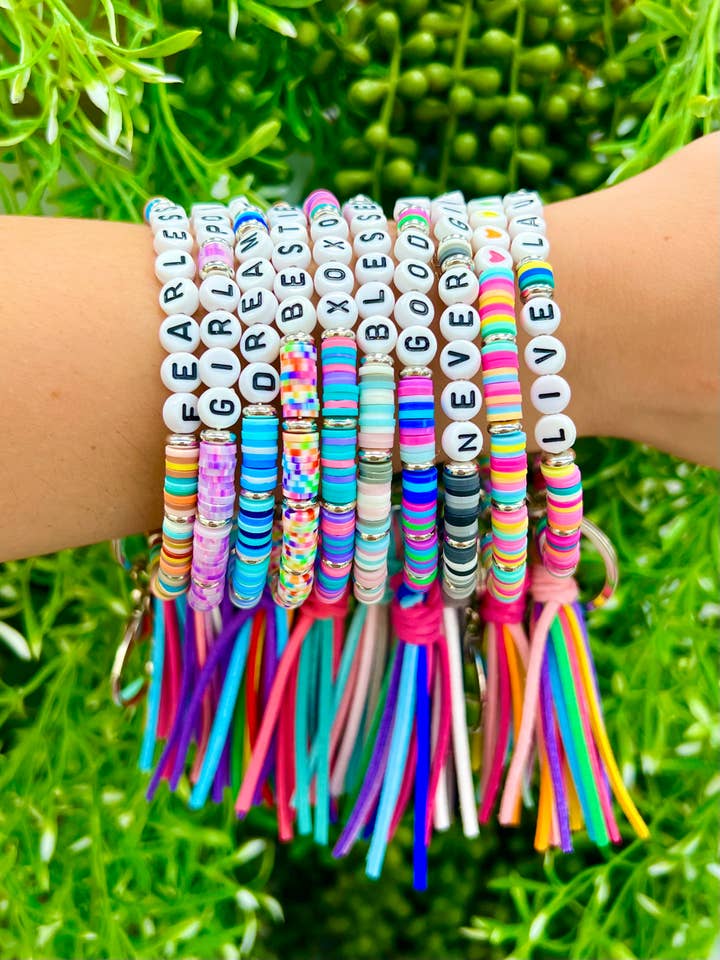 Wristlet Bracelet Beaded Tassel Keychain for wholesale by Bead Me Silly