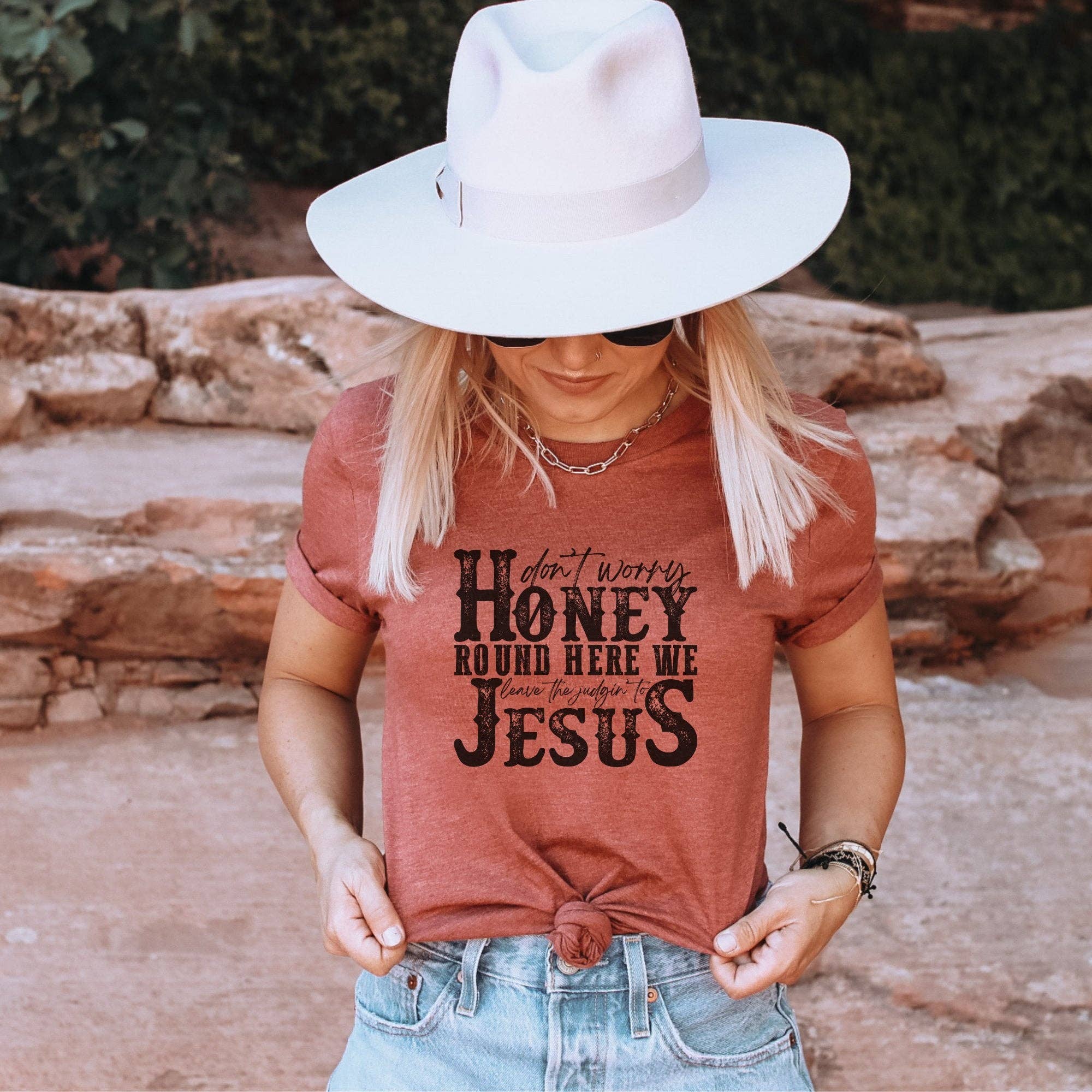 Trendznmore - Modern Graphic Apparel - Wholesale Screen Printed T-Shirt - Women's - Leave the Judgin to Jesus Western Graphic Tee7