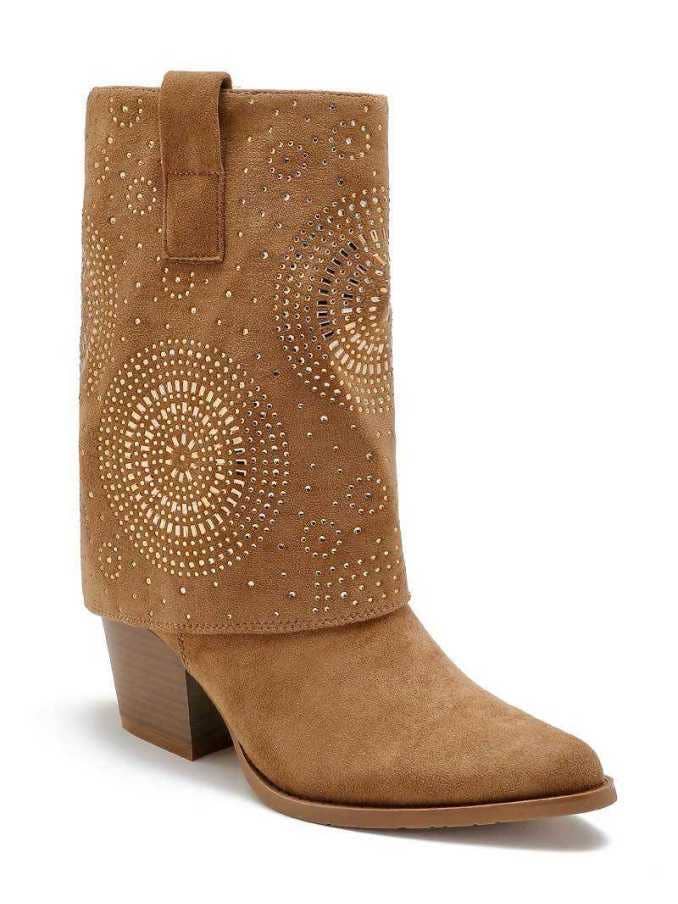 Joia Paris - Wholesale Booties - Women's - Santiag with turned-down heels and decorative rhinestones WZ-804