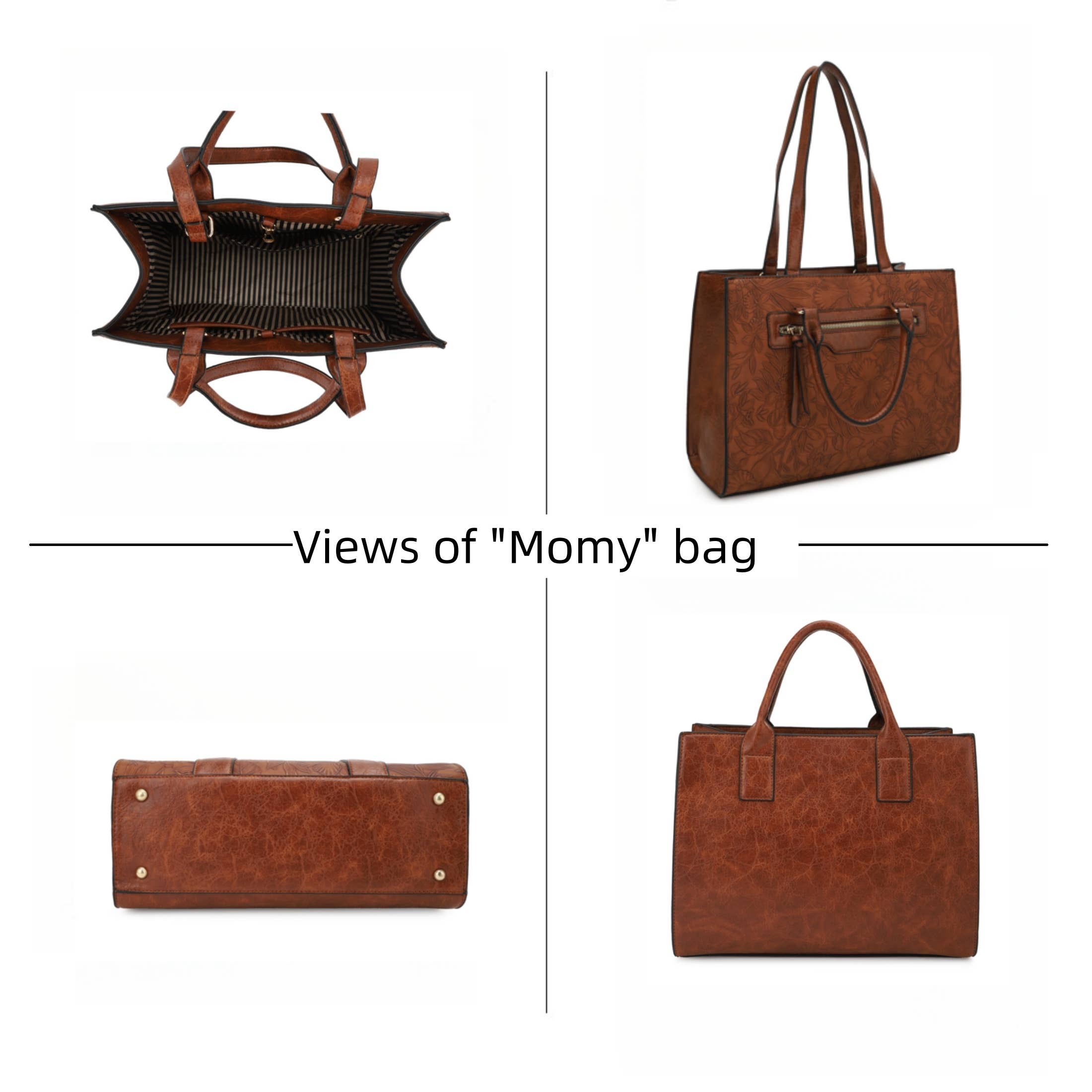 KAYLA+AVA – Engroshandel Tote bag - Dame – Morgan Hibiscus Blomstermønstret Præget Taske Sæt2