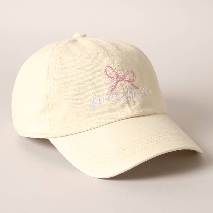 Fashion City – Engroshandel Baseballkasket - Dame – Mama Letter Bow på top broderet baseballkasket7